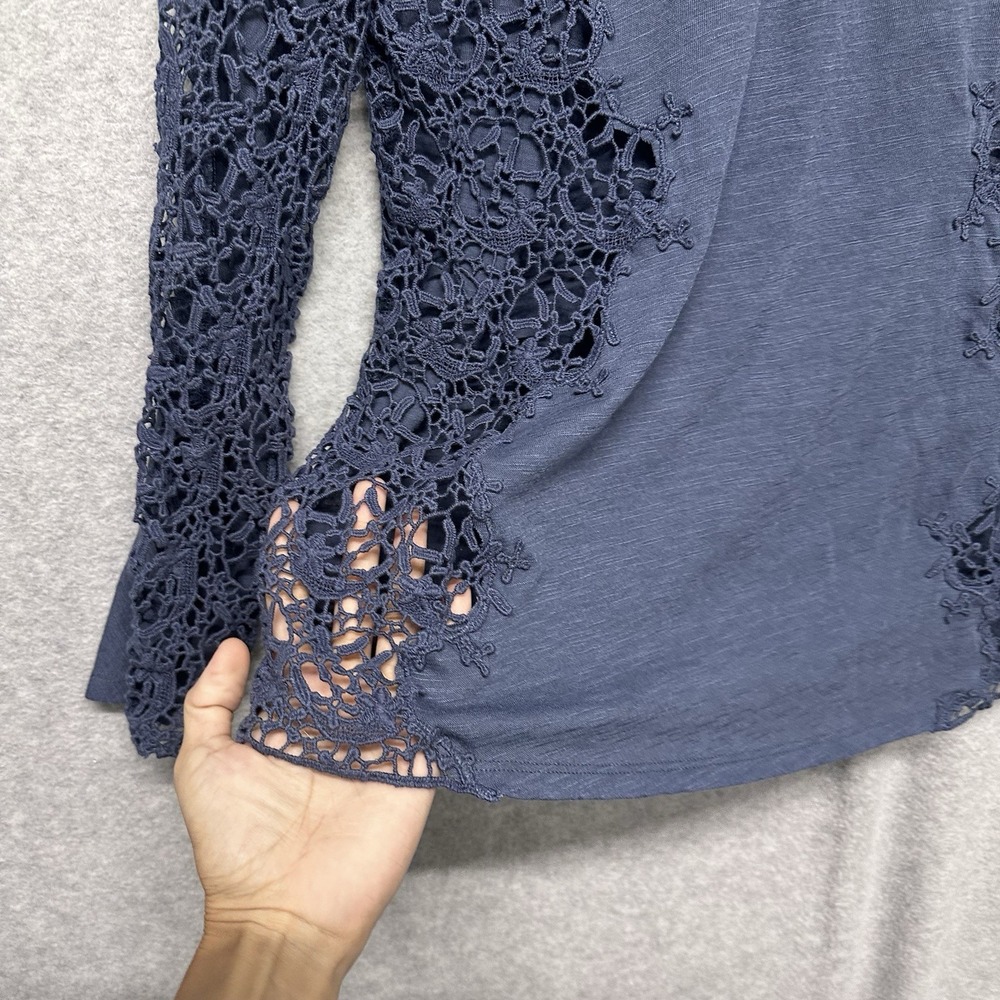 Sundance Lily's Paramour Womens Long Sleeve Crochet Top in‎ Stormy Blue Size S - Picture 8 of 12